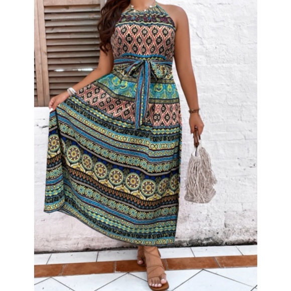 Dresses | Boho Floral Print Belted Maxi Dress | Poshmark